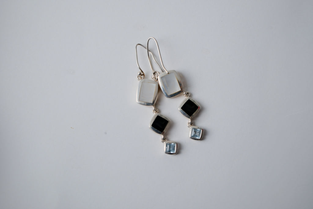 Sterling silver multi stone earrings