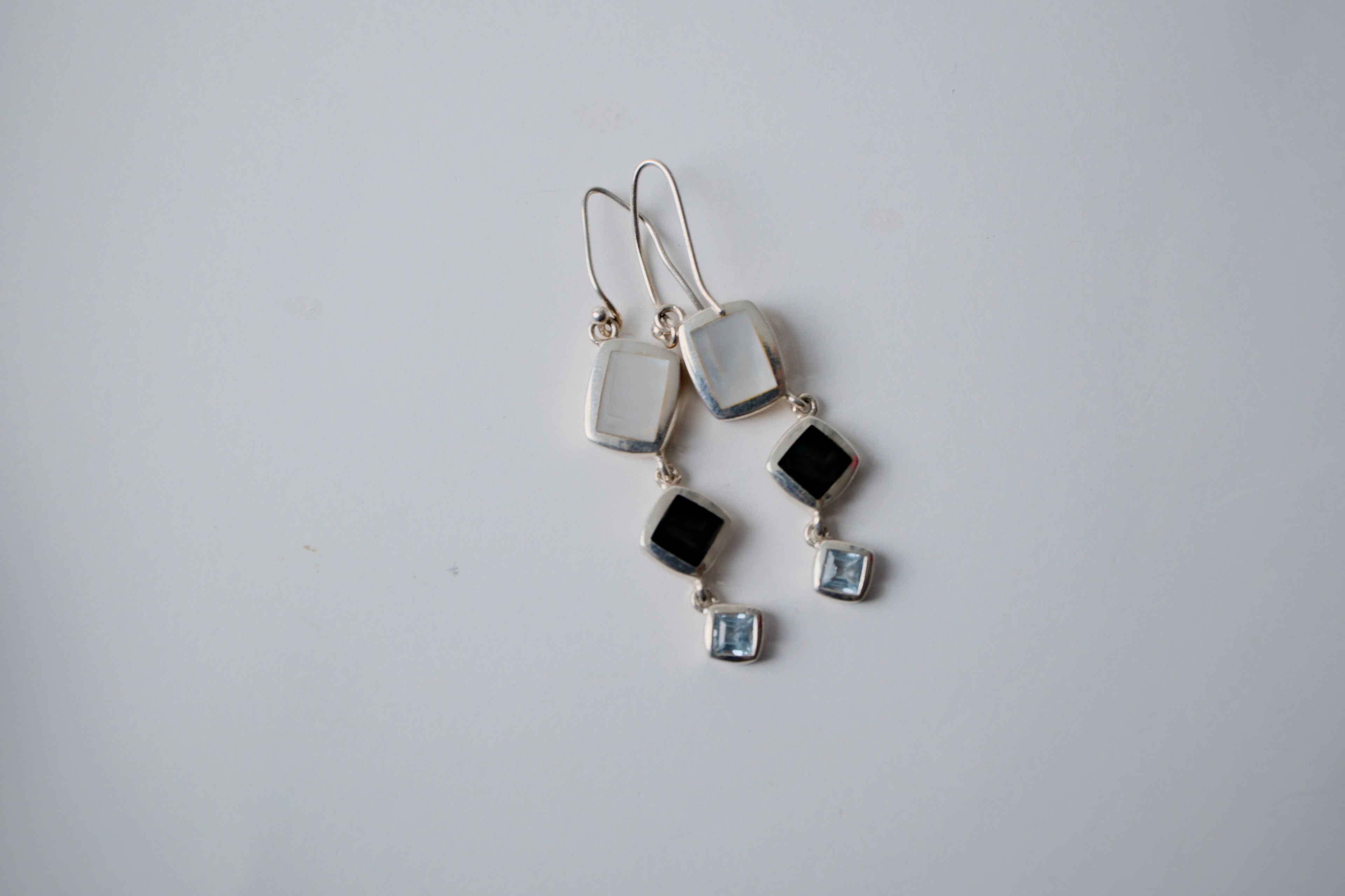 Sterling silver multi stone earrings