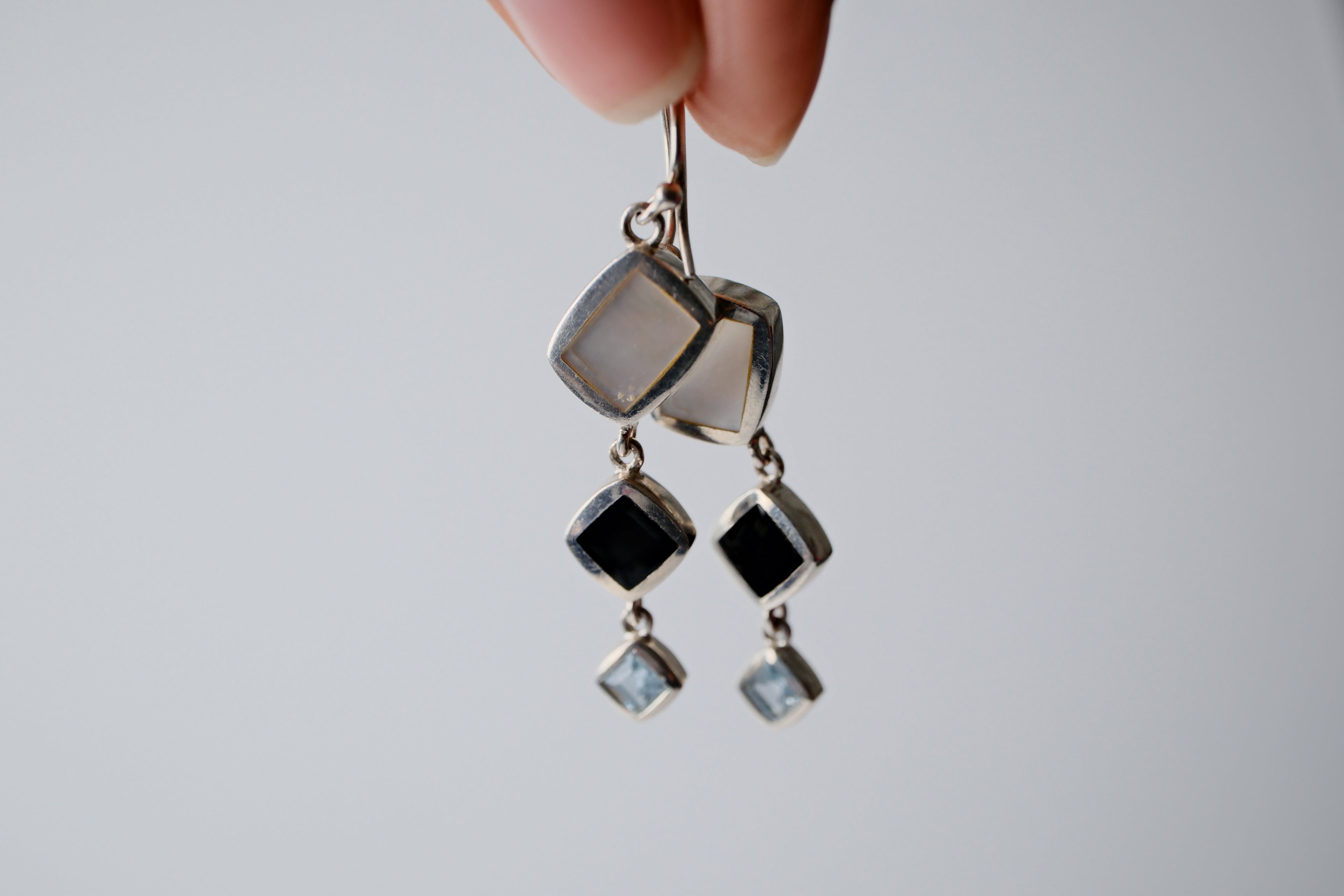 Sterling silver multi stone earrings