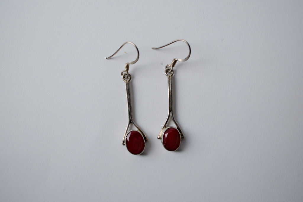 Sterling silver Ruby dangle earrings