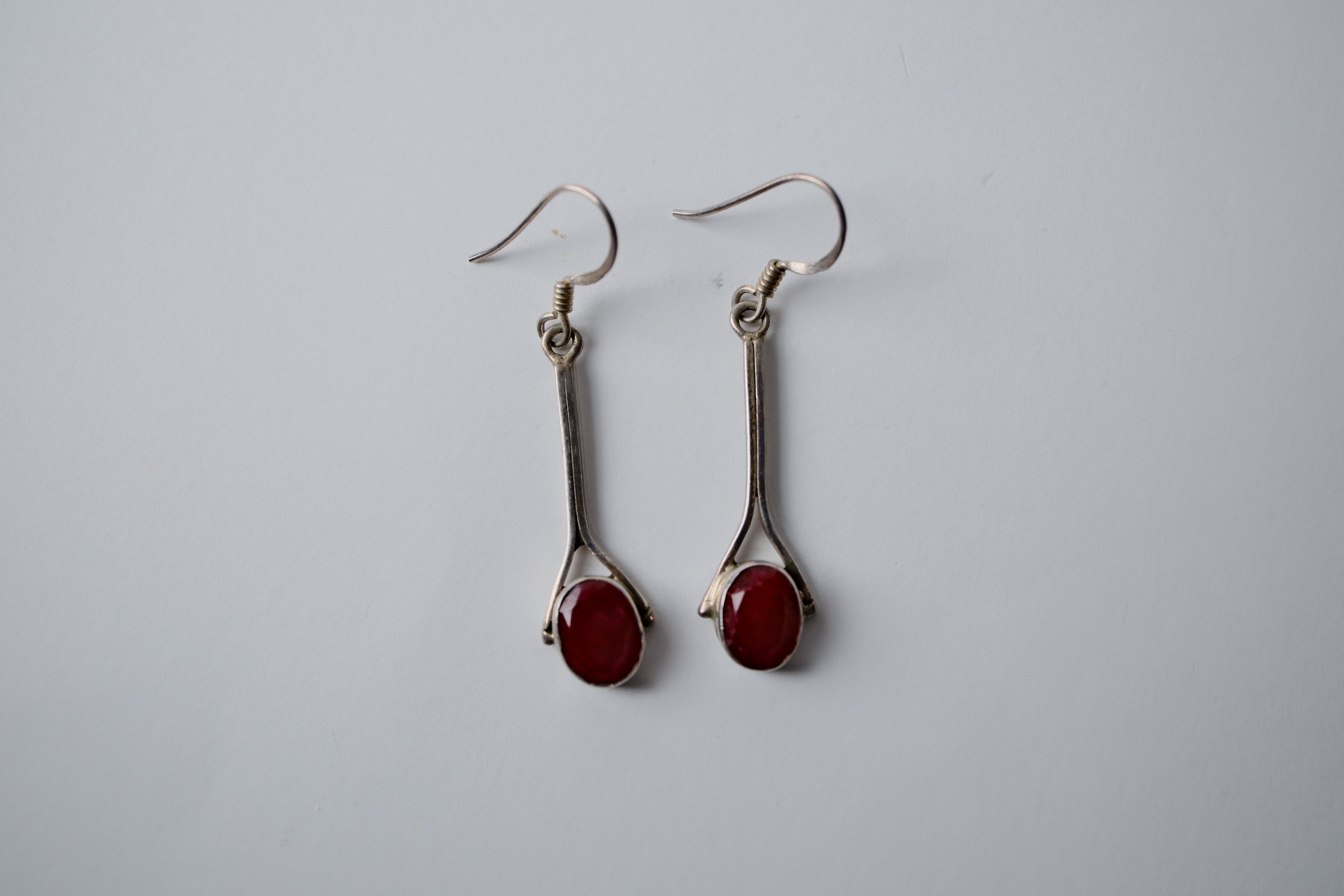 Sterling silver Ruby dangle earrings