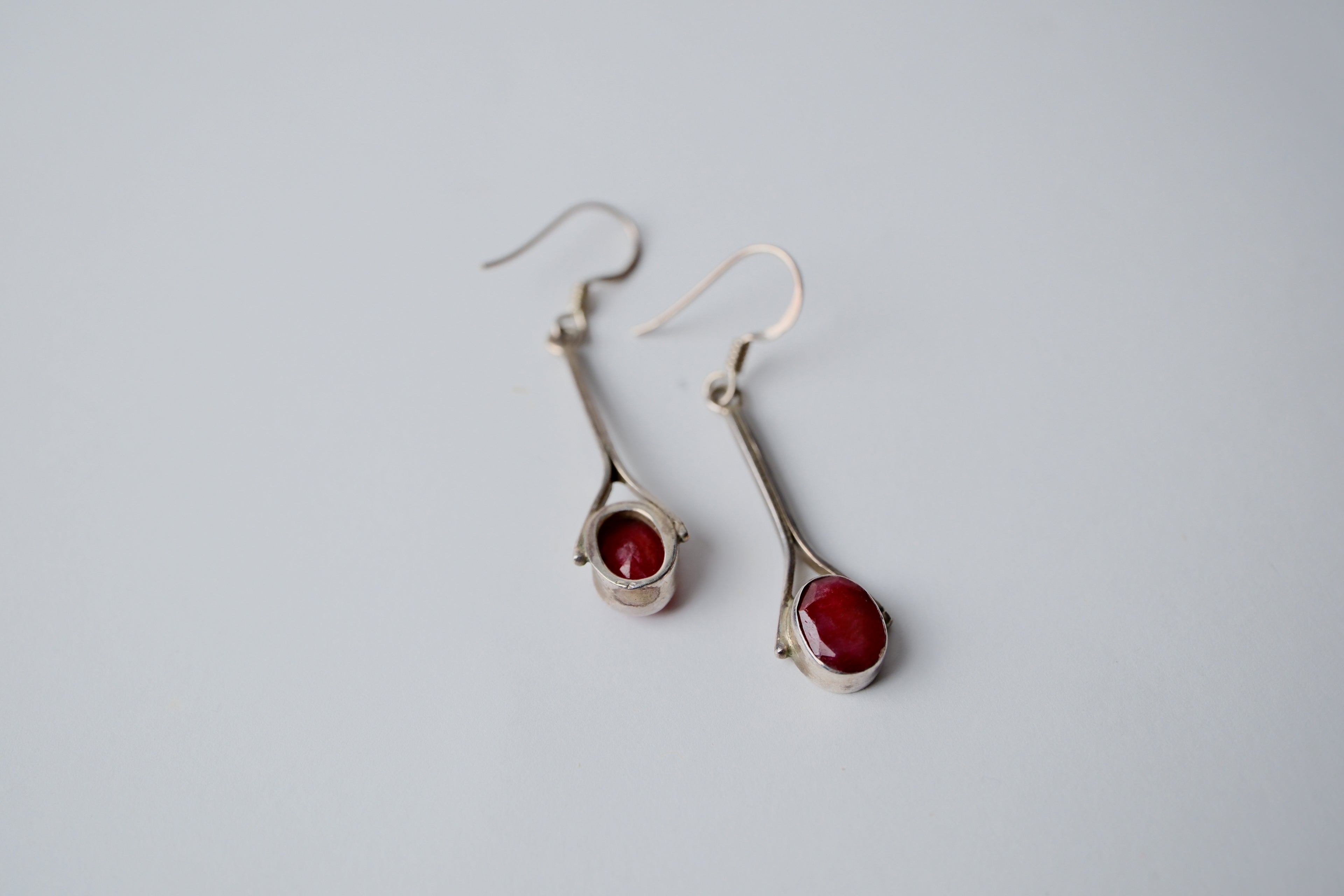 Sterling silver Ruby dangle earrings