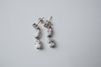 Sterling silver three-stone oval drop earrings