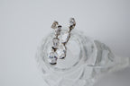 Sterling silver three-stone oval drop earrings