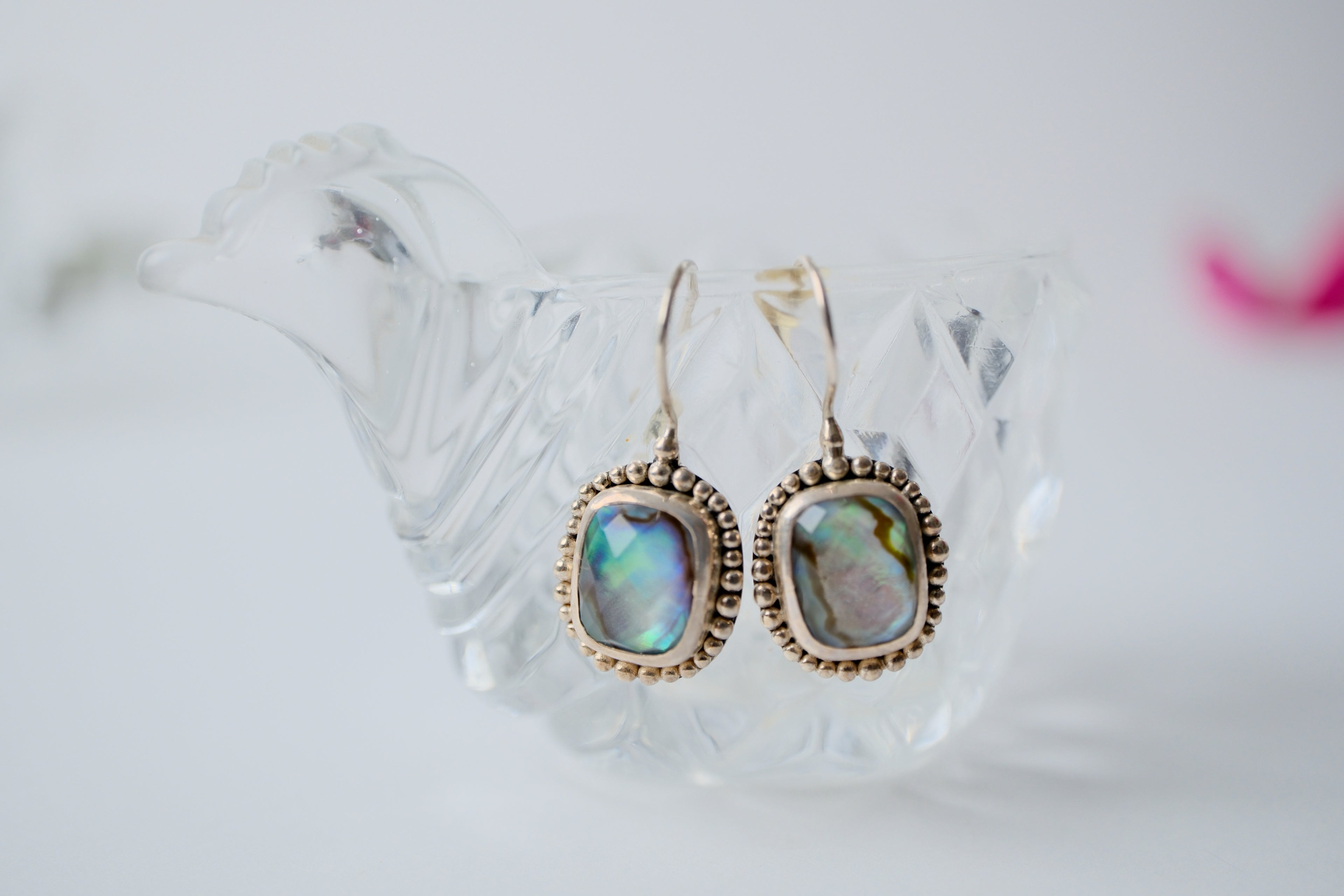 Sterling silver abalone dangle earrings