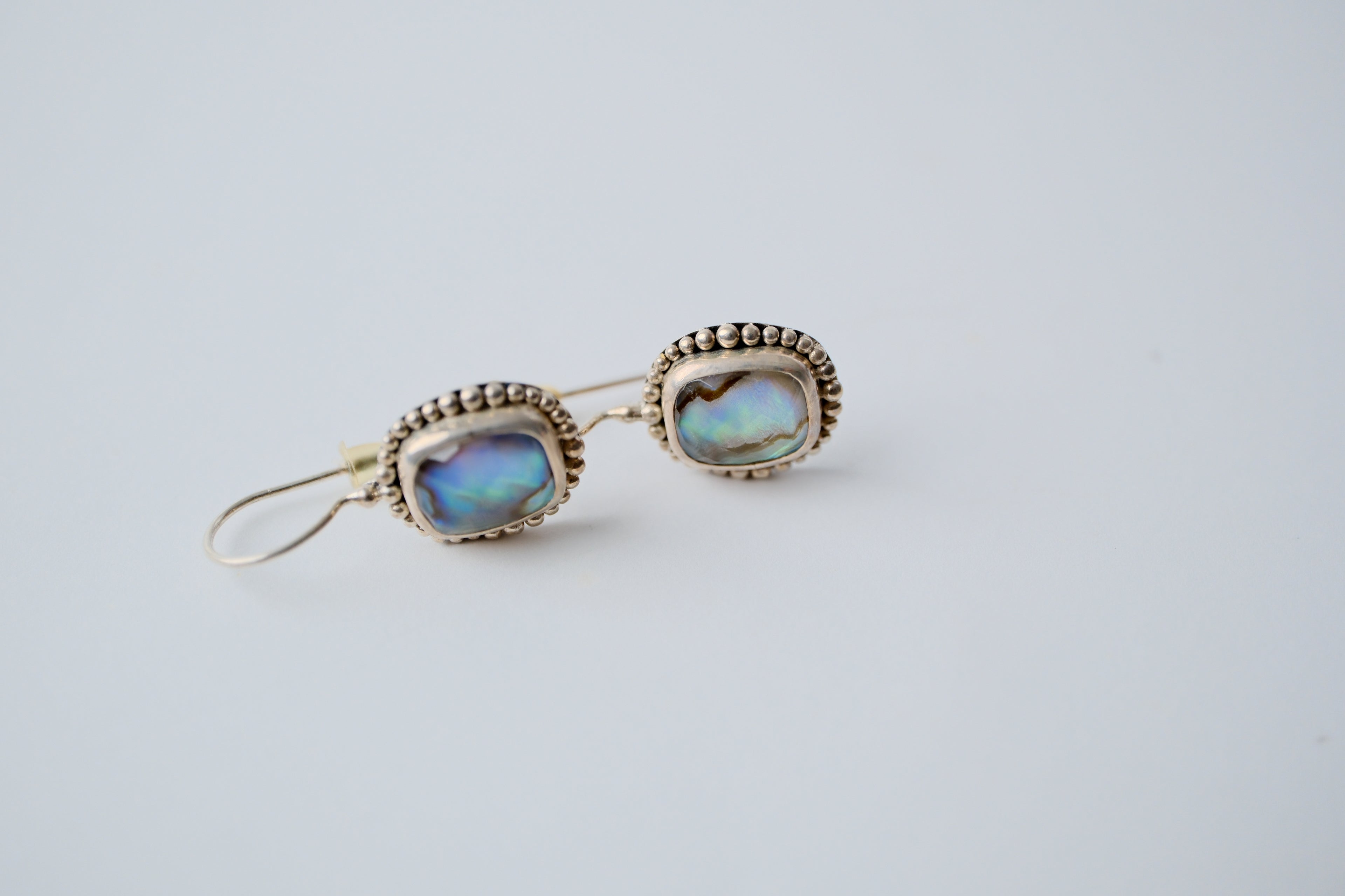 Sterling silver abalone dangle earrings