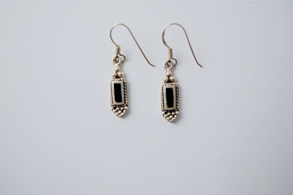 Black Onyx Sterling silver dangle earrings