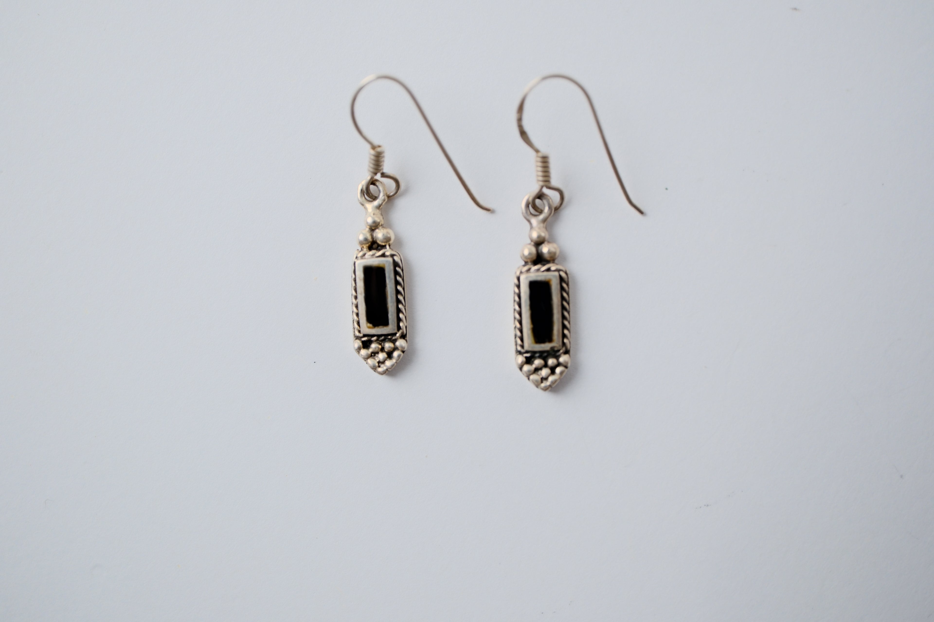 Black Onyx Sterling silver dangle earrings