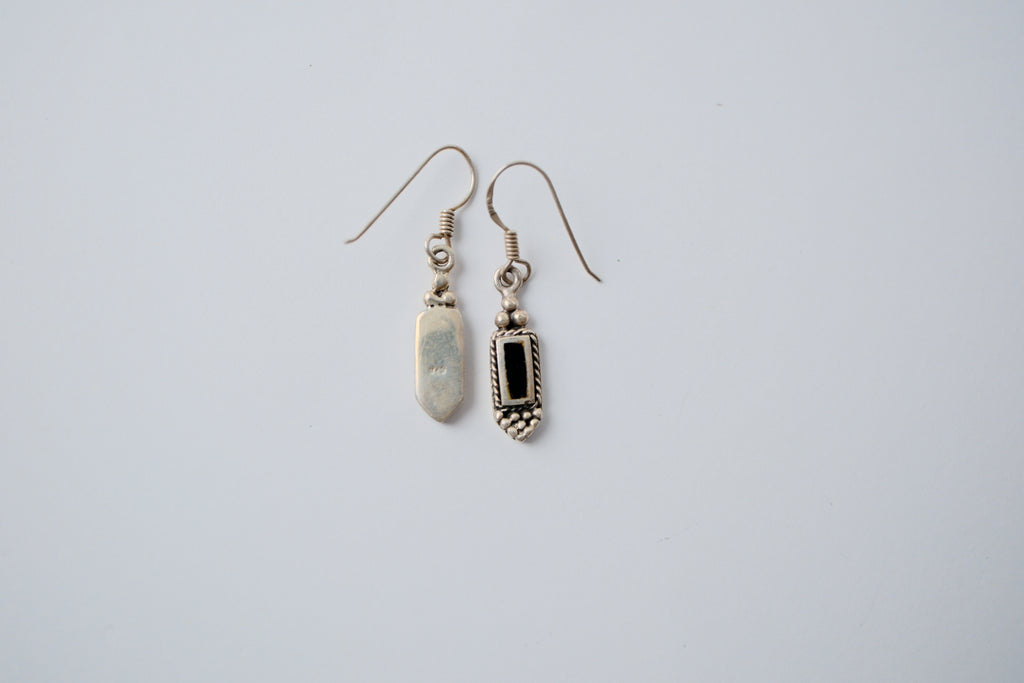 Black Onyx Sterling silver dangle earrings
