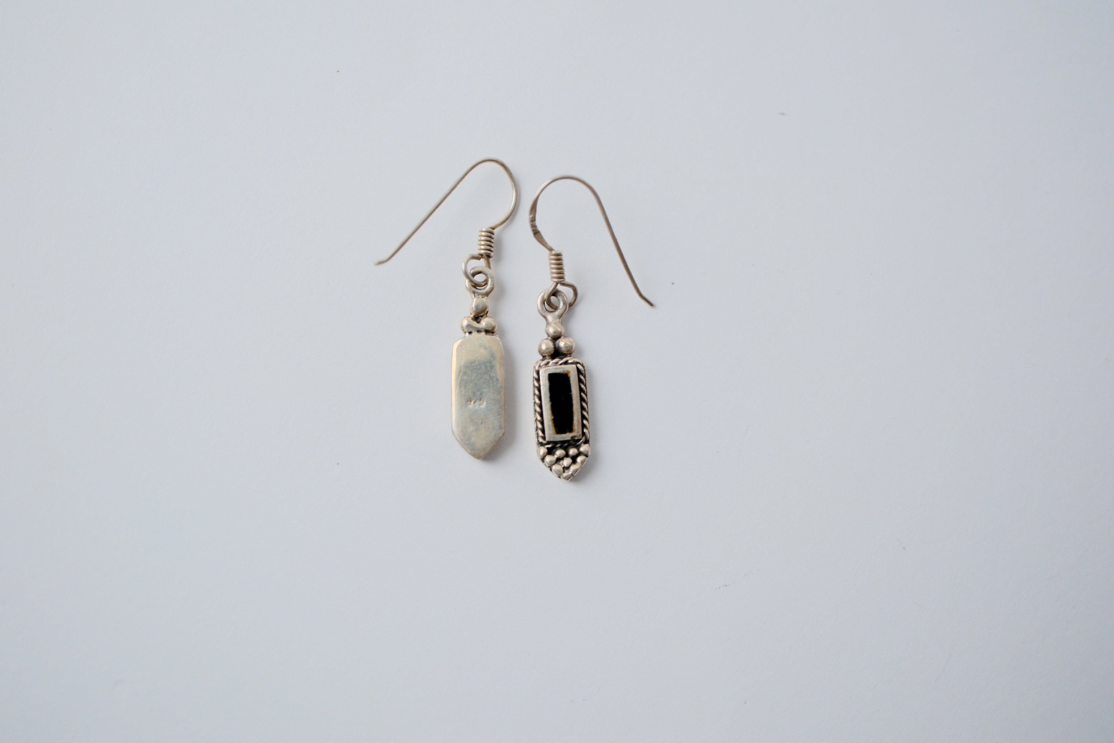 Black Onyx Sterling silver dangle earrings