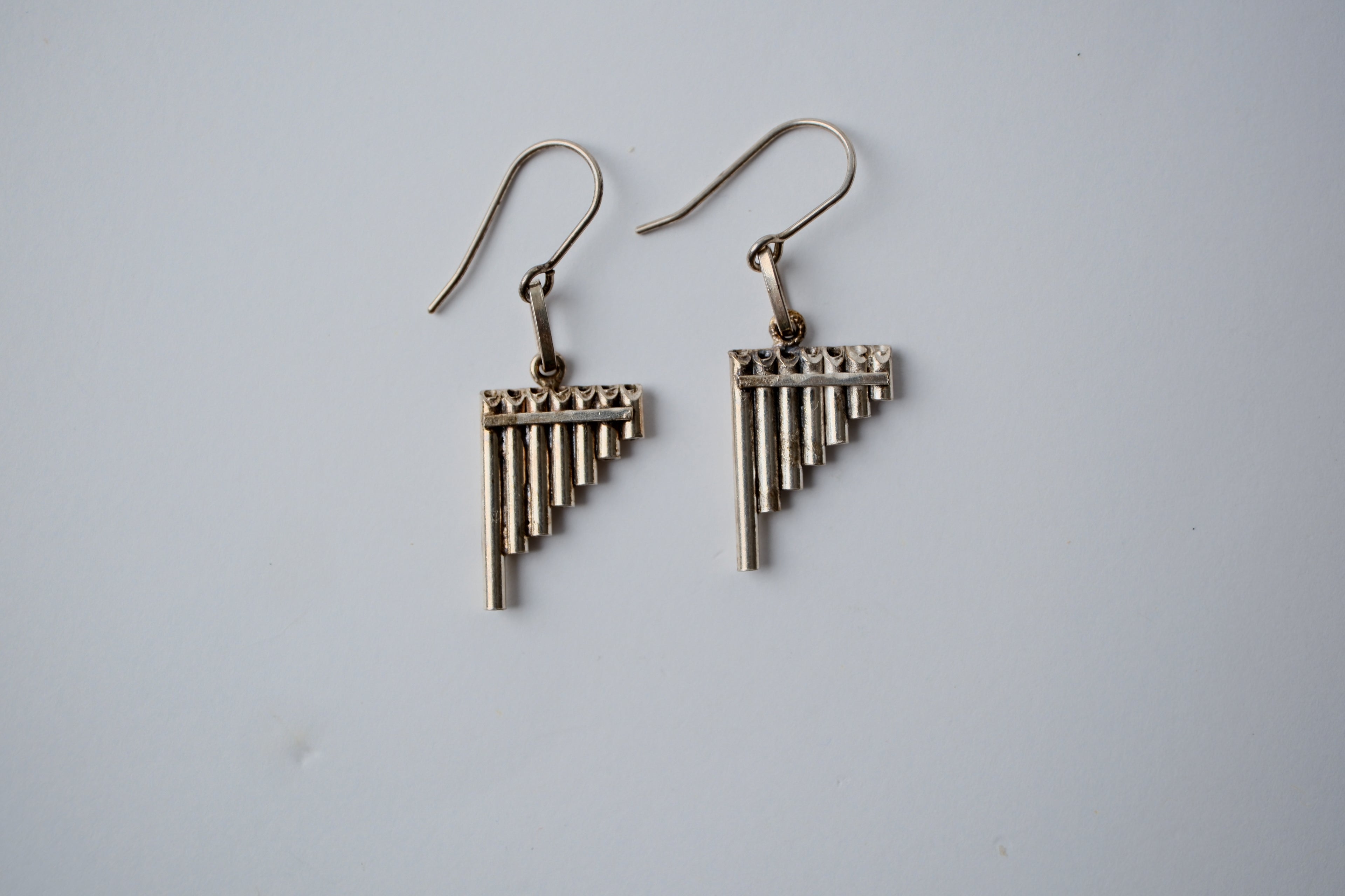Sterling silver pan flute earrings