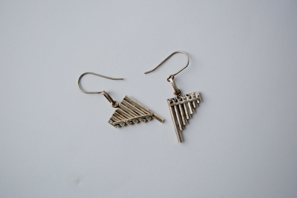 Sterling silver pan flute earrings
