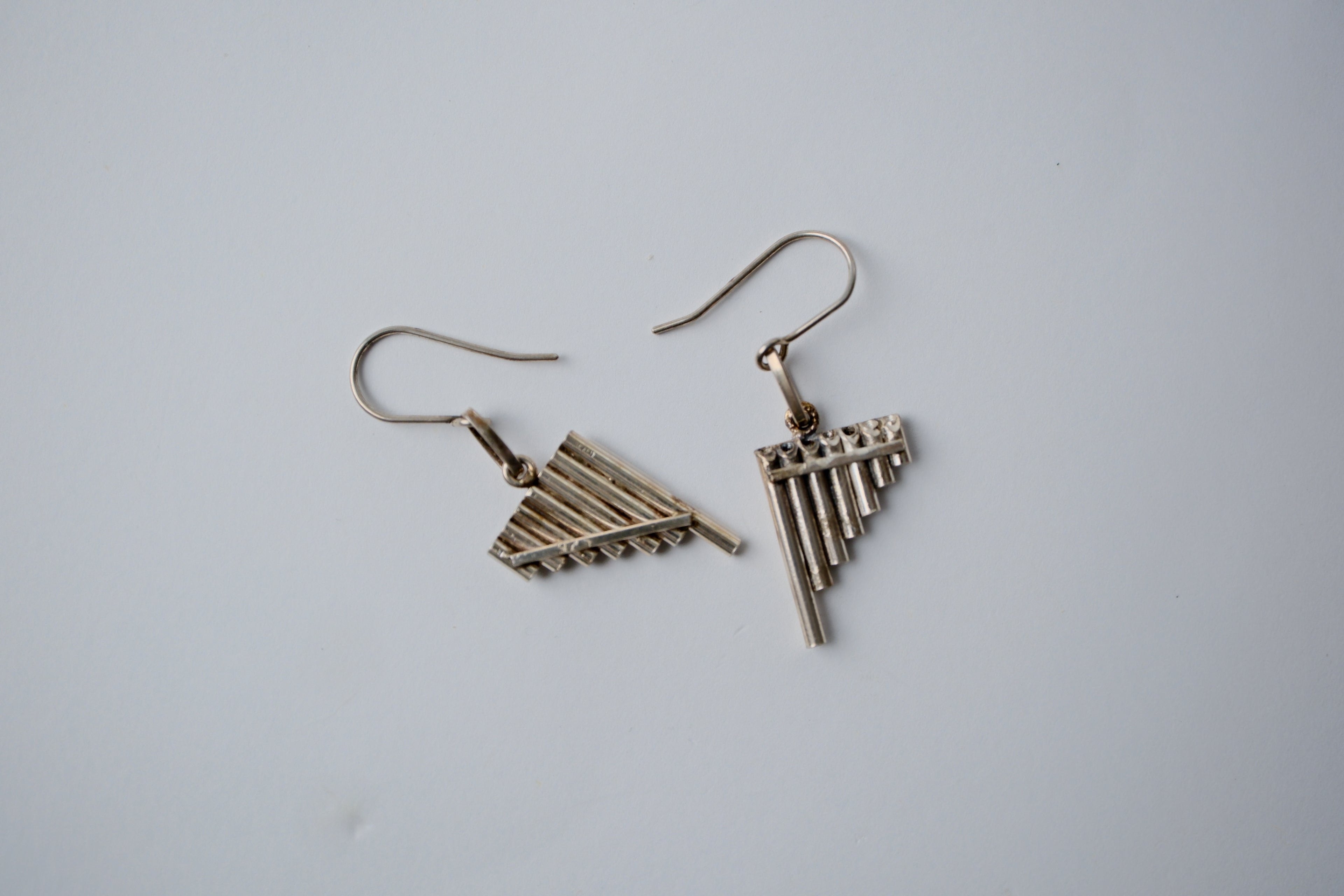 Sterling silver pan flute earrings