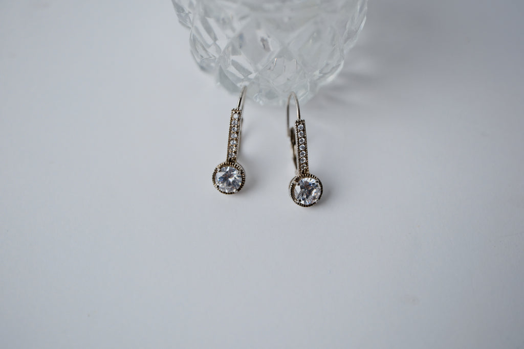 Sterling silver Linear Cubic Zirconia earrings