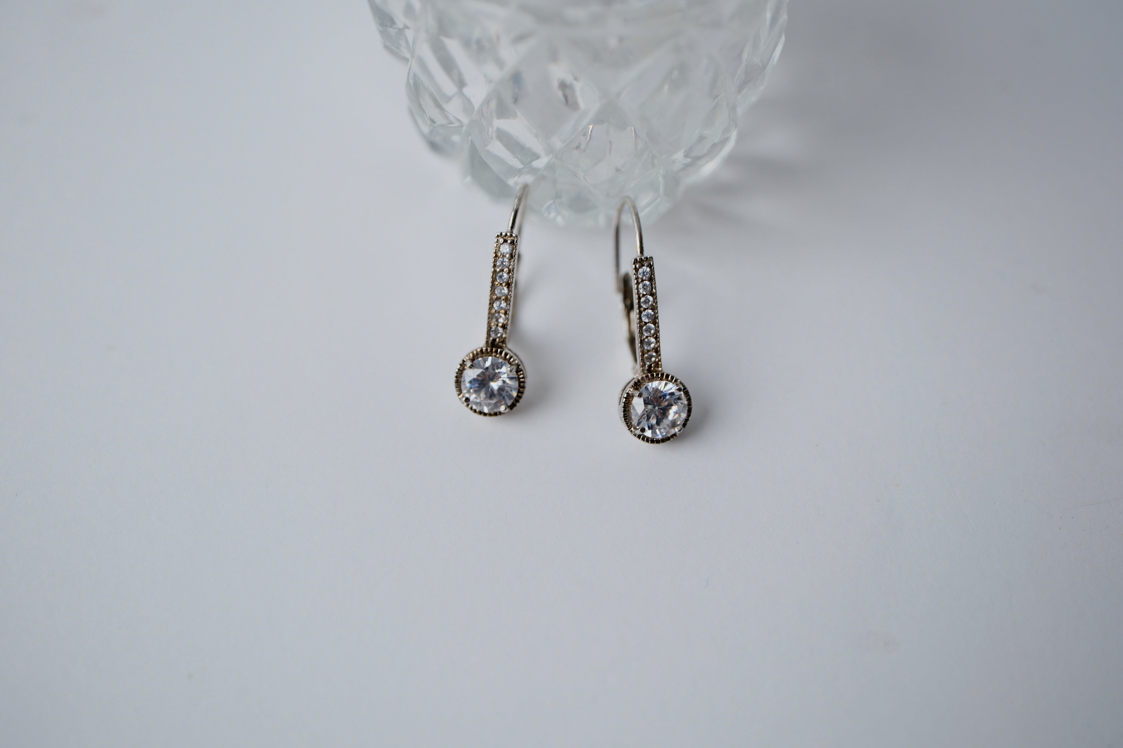 Sterling silver Linear Cubic Zirconia earrings