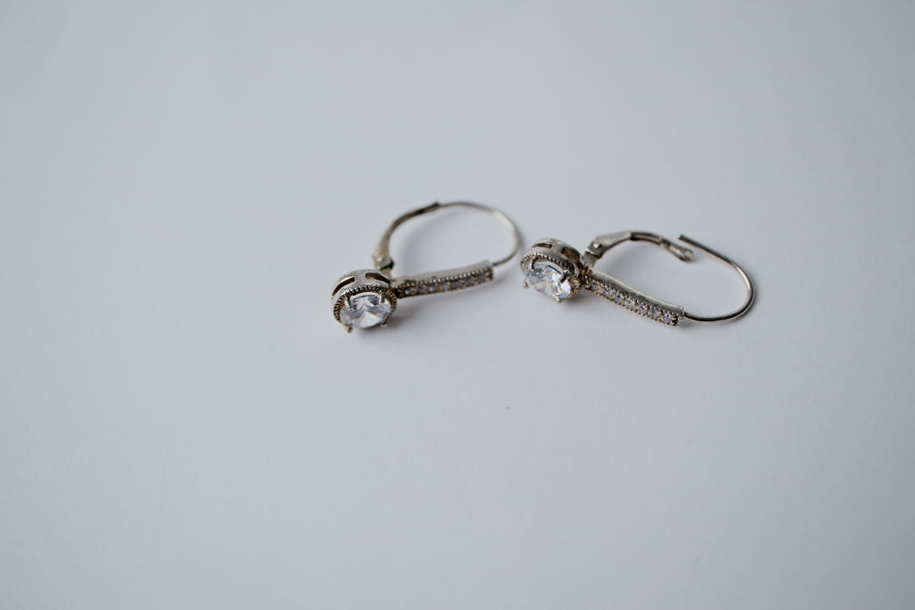Sterling silver Linear Cubic Zirconia earrings