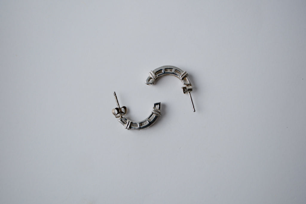 Sterling silver Huggie hoop Cubic Zirconia earrings