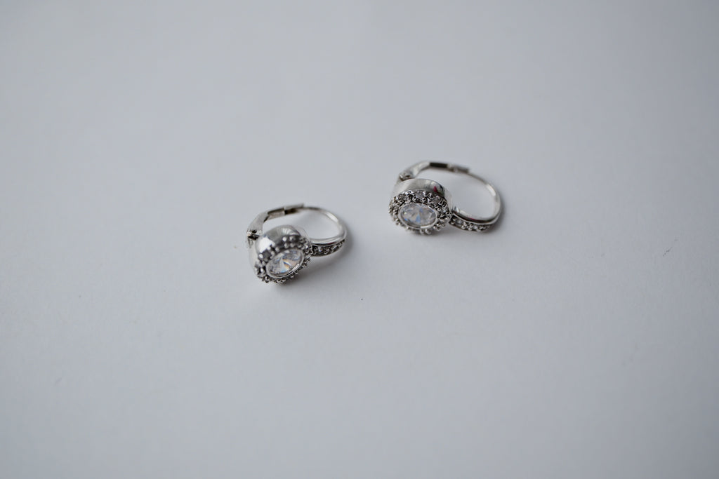 Sterling silver Halo Cubic Zirconia earrings