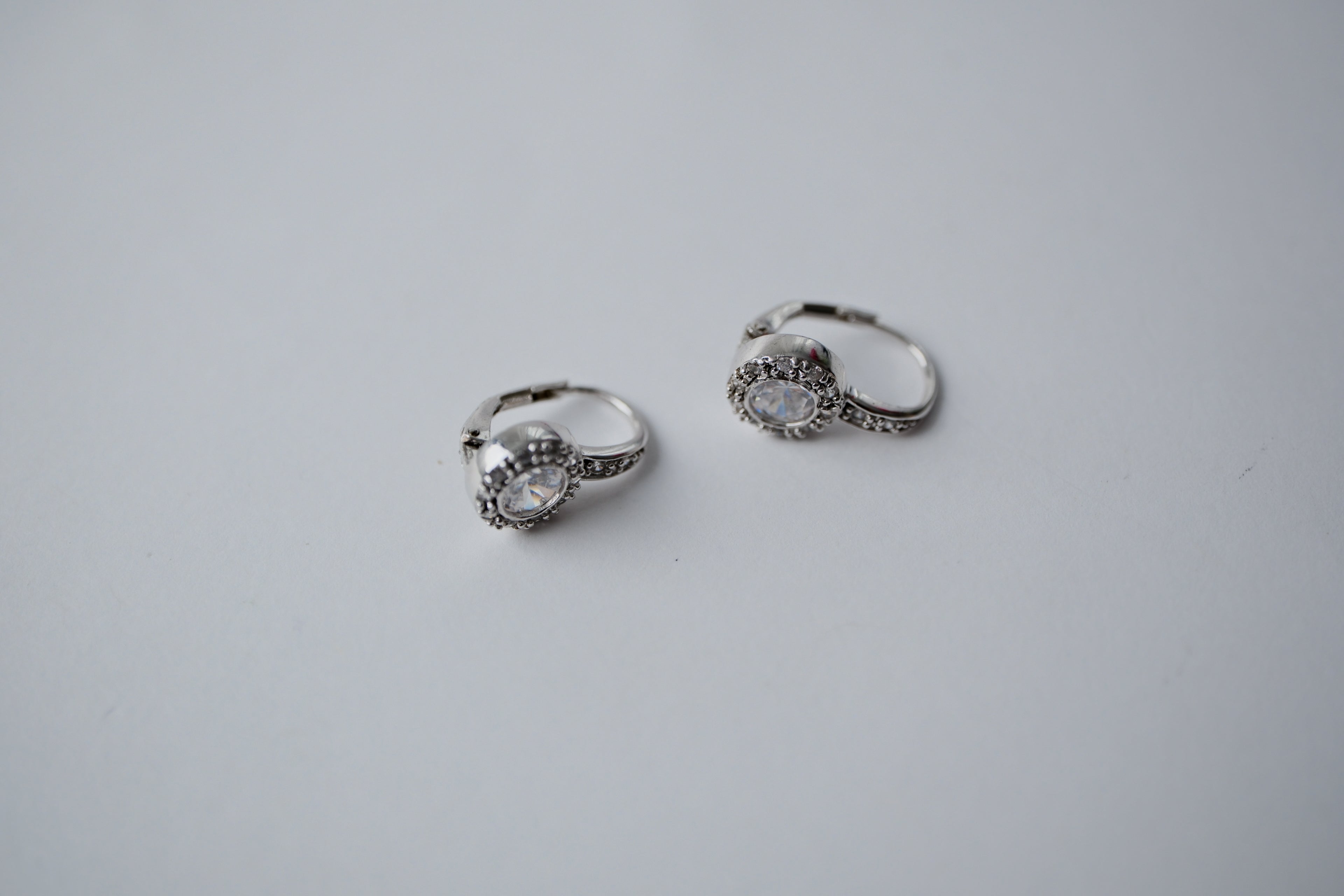 Sterling silver Halo Cubic Zirconia earrings