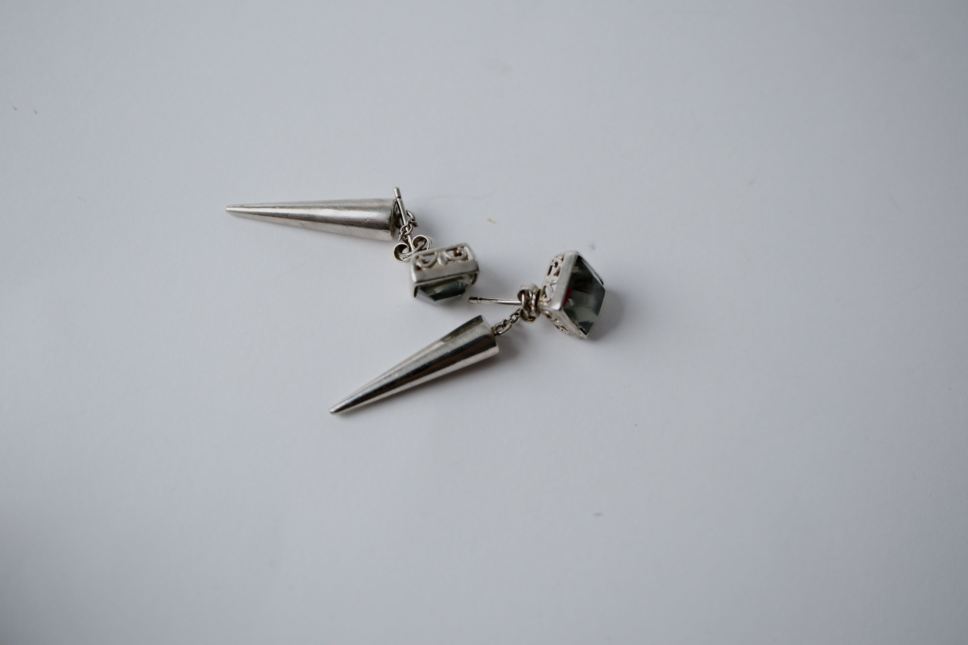 Sterling Silver Earrings with Conical/Spike dangle