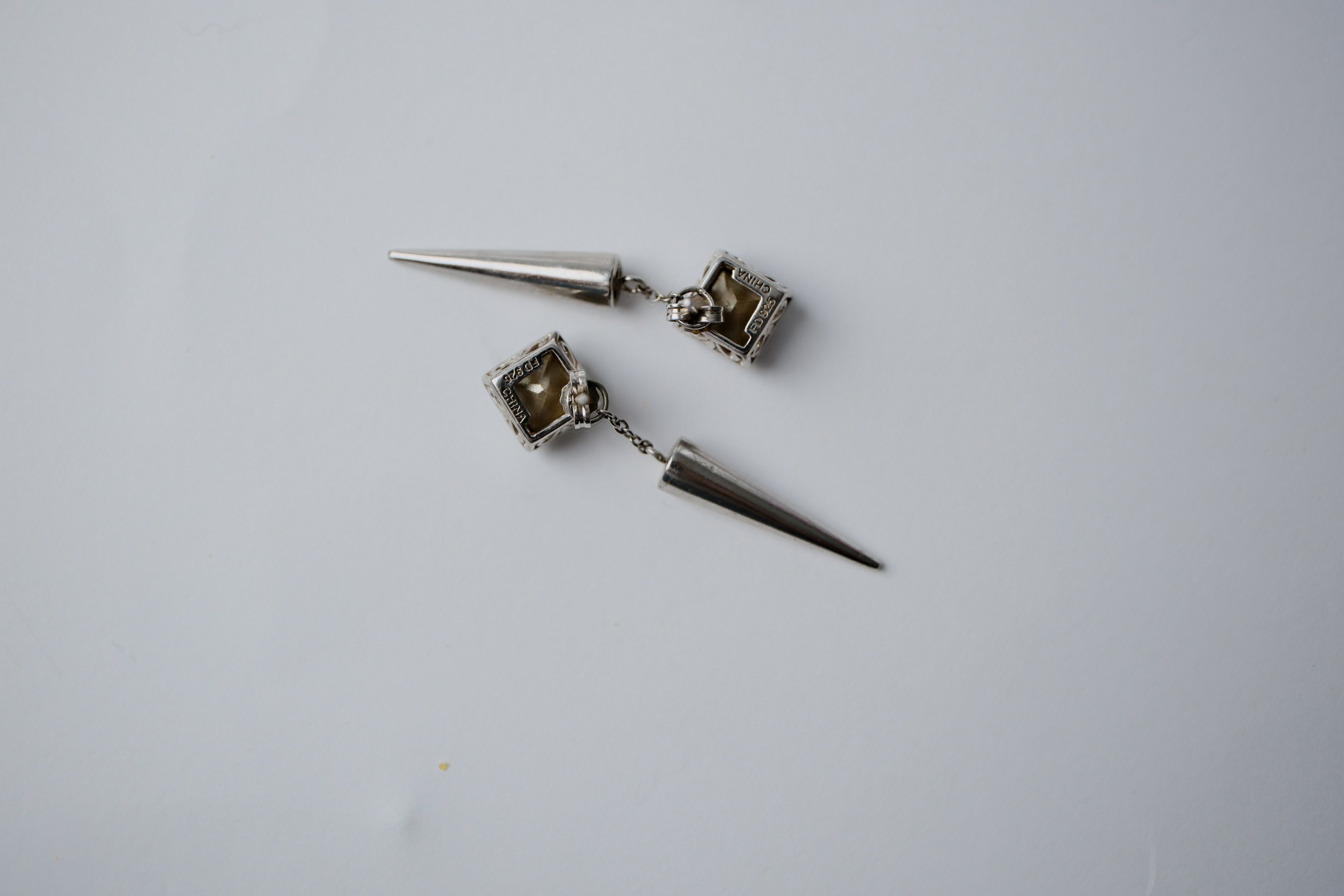 Sterling Silver Earrings with Conical/Spike dangle