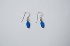 Sterling Silver Blue Inlay fishhook Earrings