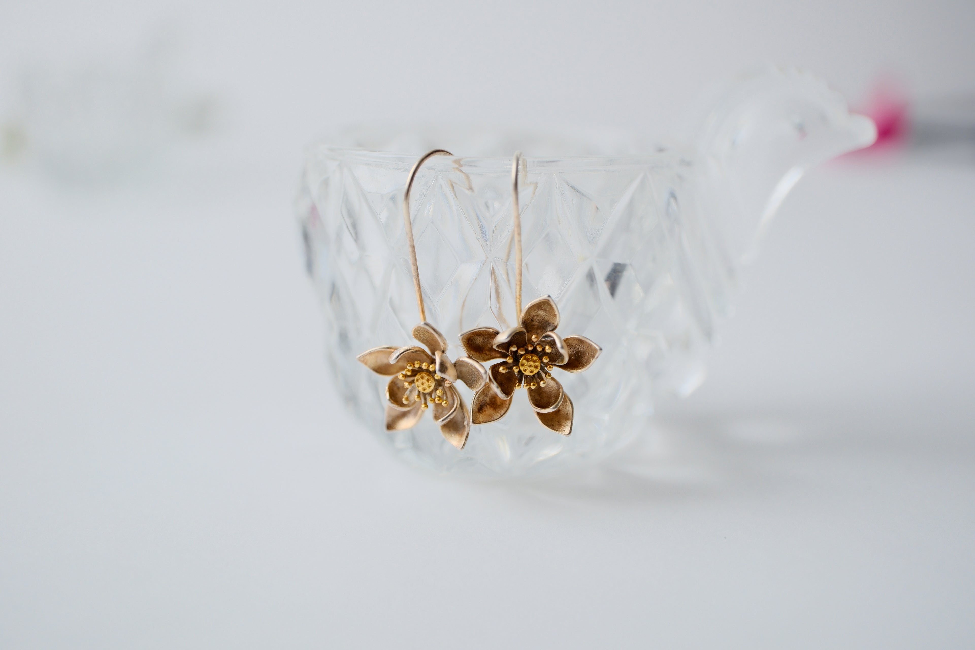 Sterling Silver Gold finish flower earrings