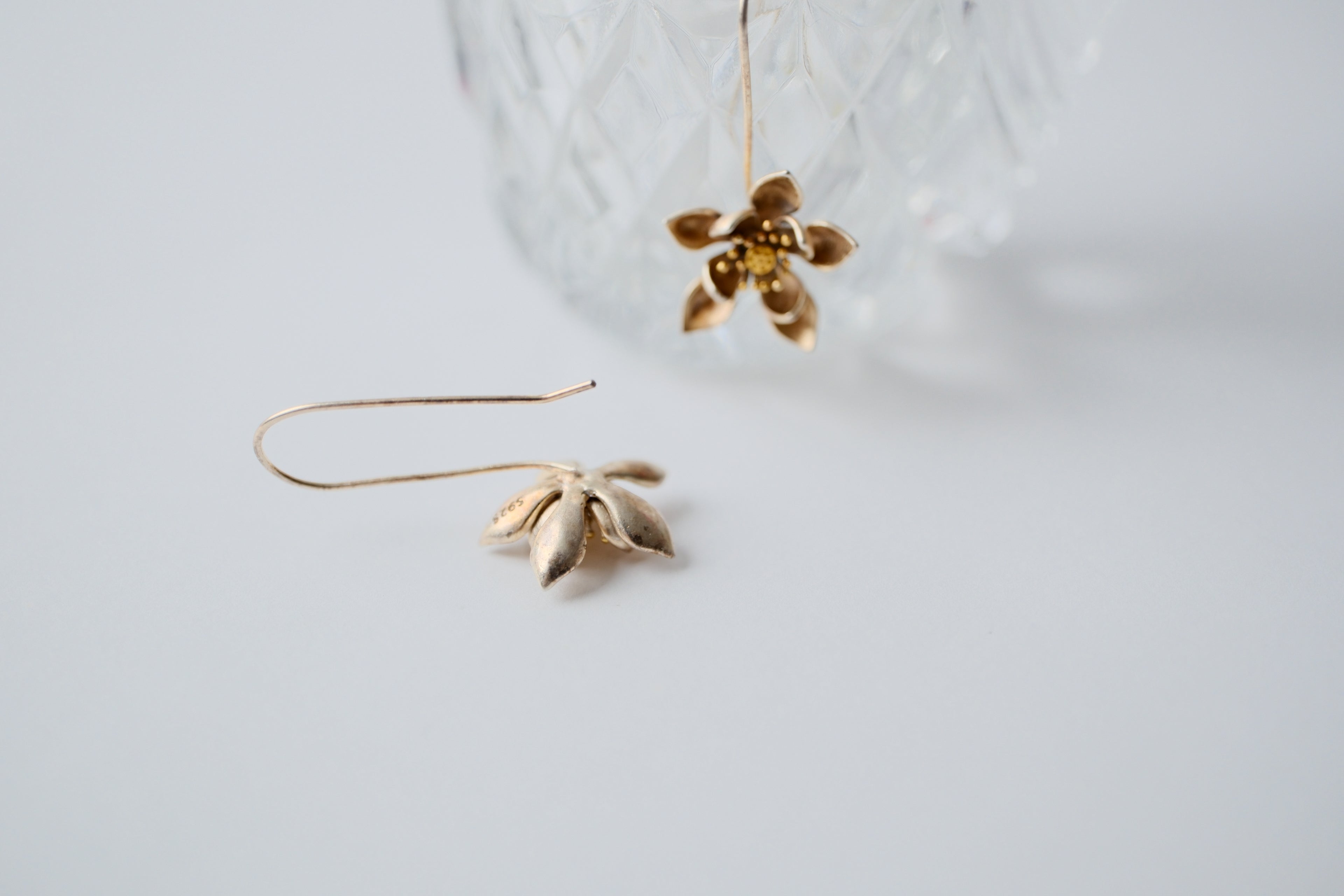 Sterling Silver Gold finish flower earrings