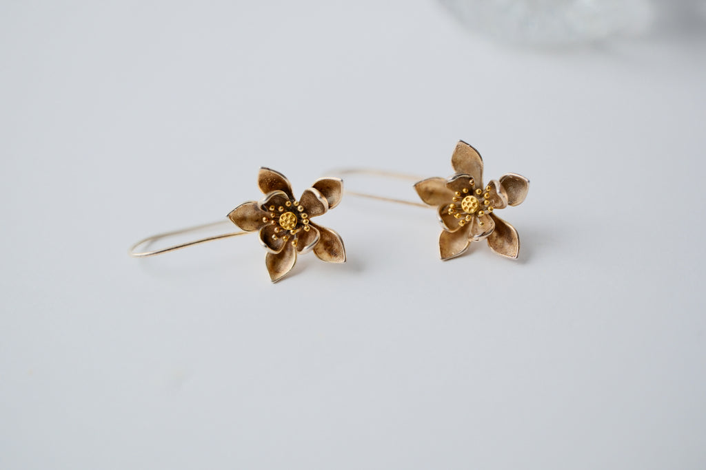 Sterling Silver Gold finish flower earrings