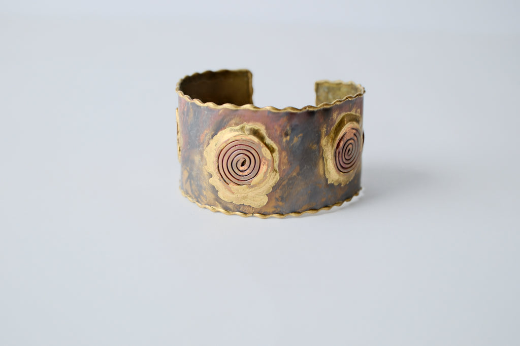 Vintage handcrafted, mixed-metal cuff bracelet