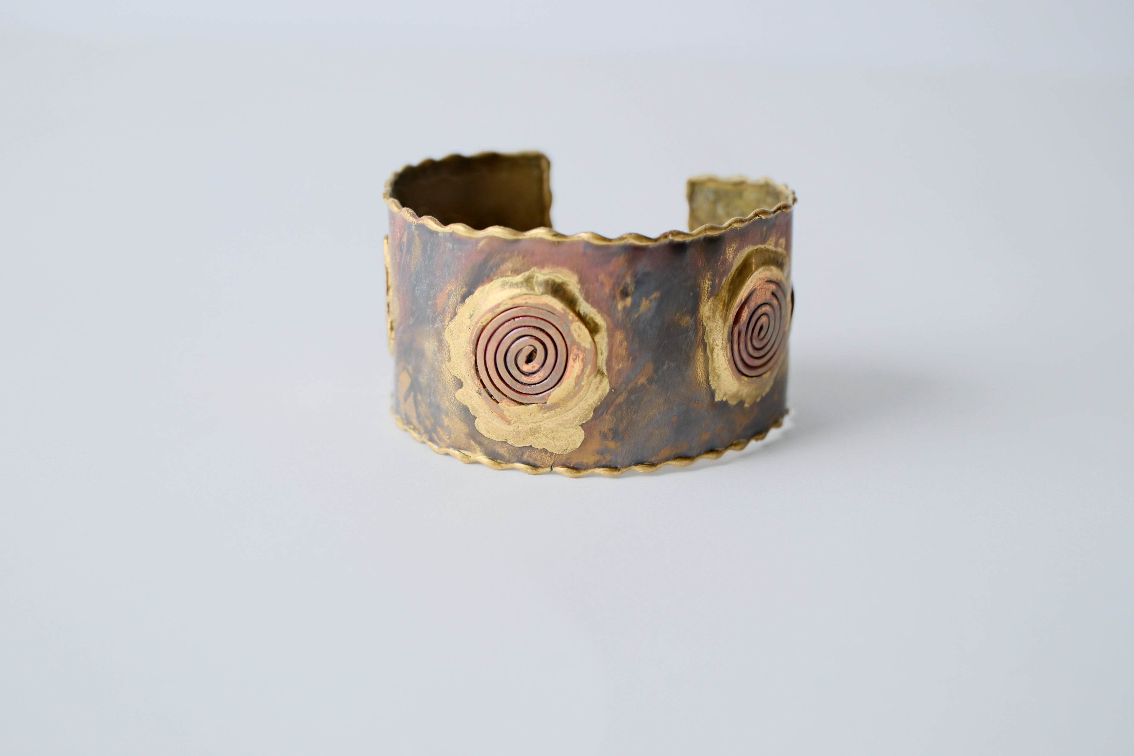 Vintage handcrafted, mixed-metal cuff bracelet