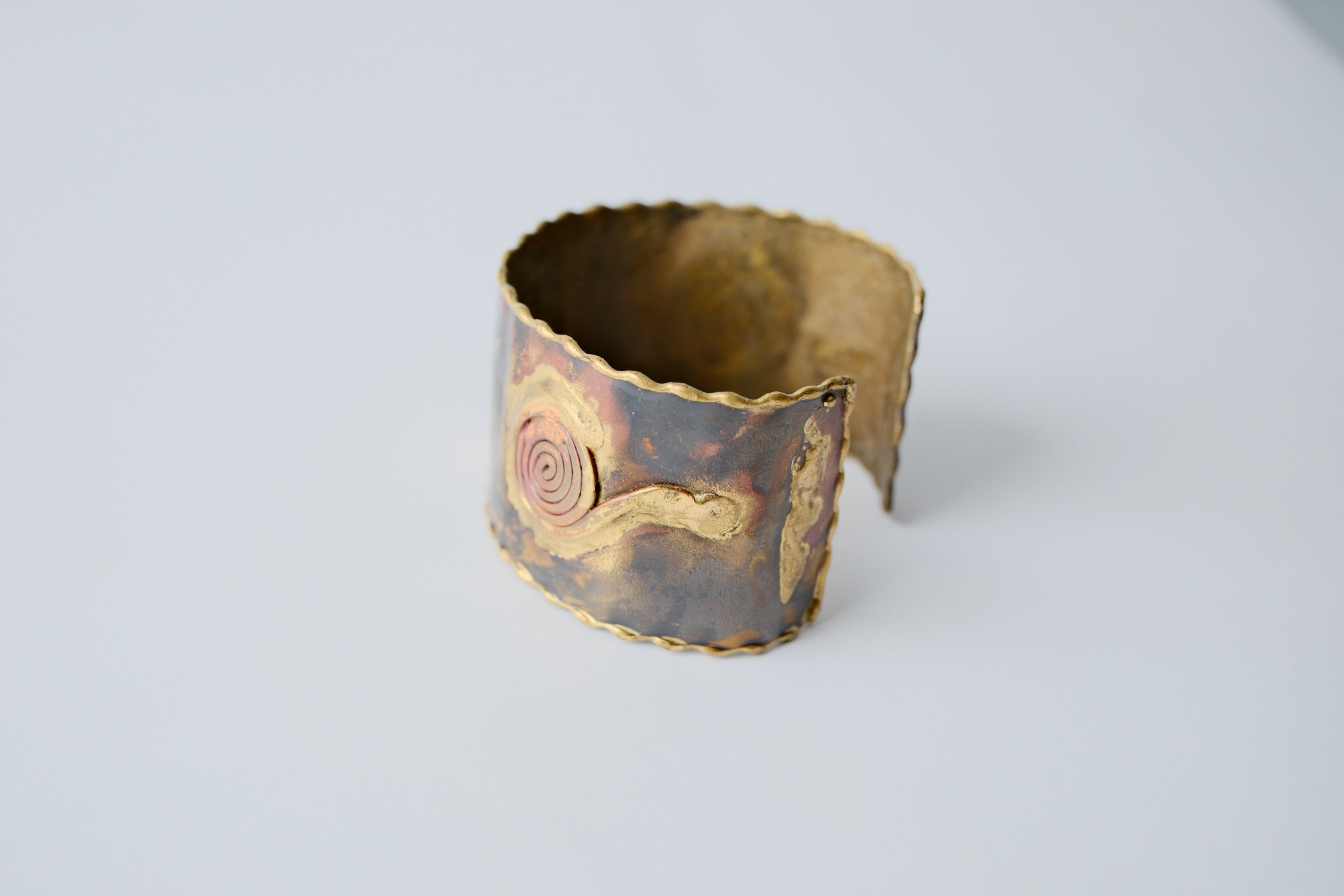 Vintage handcrafted, mixed-metal cuff bracelet