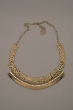 Gold-tone textured metal collar necklace