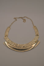 Gold-tone textured metal collar necklace