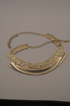 Gold-tone textured metal collar necklace