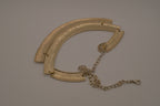 Gold-tone textured metal collar necklace
