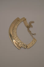 Gold-tone textured metal collar necklace