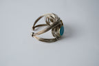 Woven wire cuff bracelet with faux turquoise
