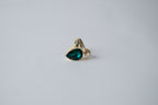 Teardrop-shaped green stone with cubic zirconia Ring