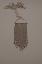Vintage silver chain fringe pendant necklace