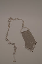 Vintage silver chain fringe pendant necklace