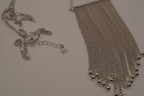 Vintage silver chain fringe pendant necklace