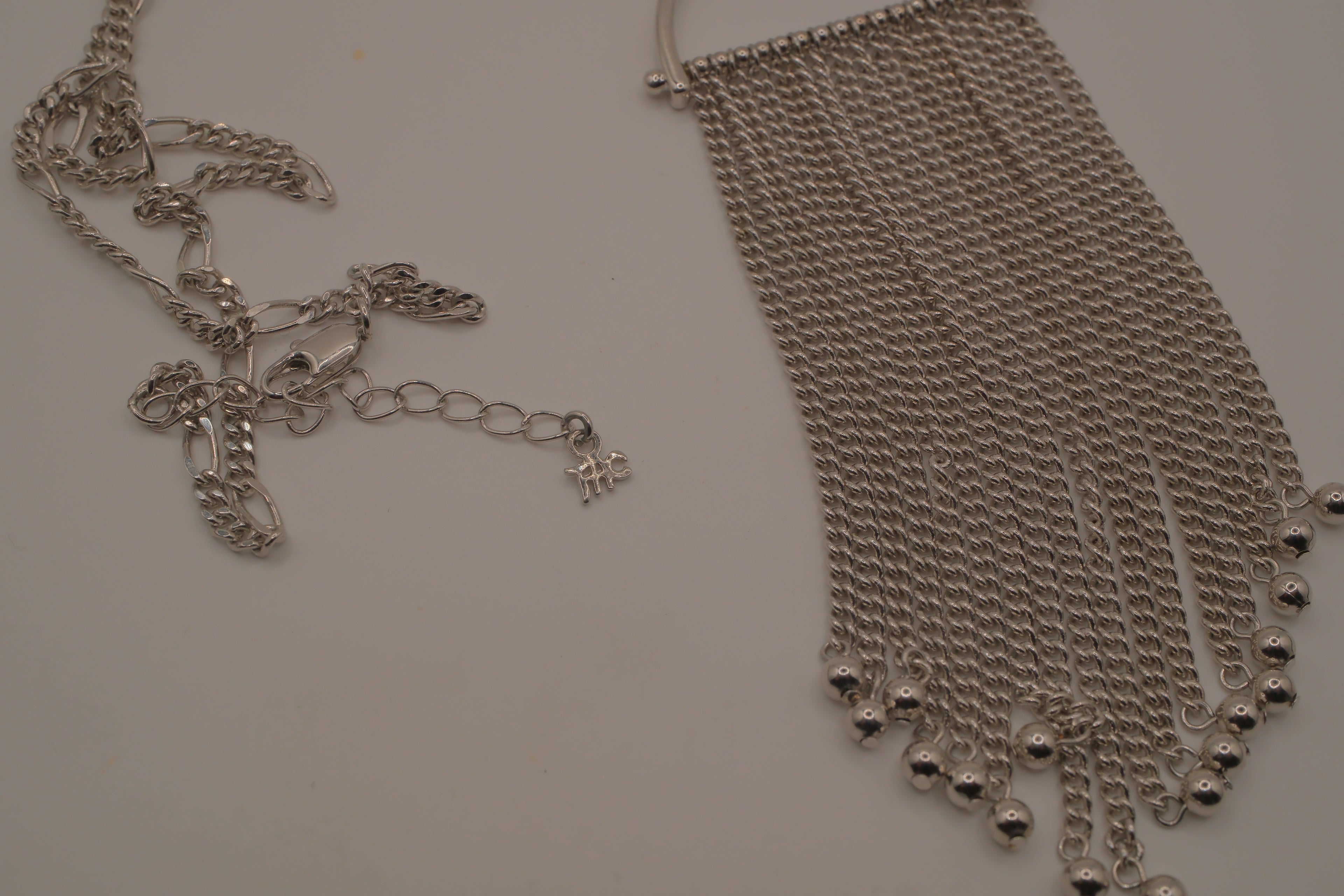 Vintage silver chain fringe pendant necklace