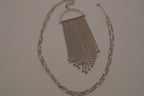Vintage silver chain fringe pendant necklace