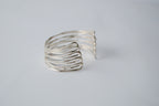 Multi-strand hammered silver cuff bracelet