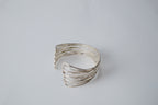 Multi-strand hammered silver cuff bracelet