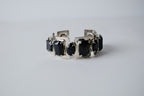 Silver toned Black Rhinestones cuff bracelet