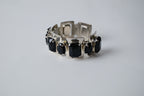 Silver toned Black Rhinestones cuff bracelet