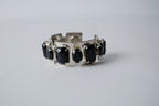 Silver toned Black Rhinestones cuff bracelet