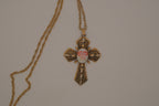 Vintage gold-tone filigree cross pendant necklace